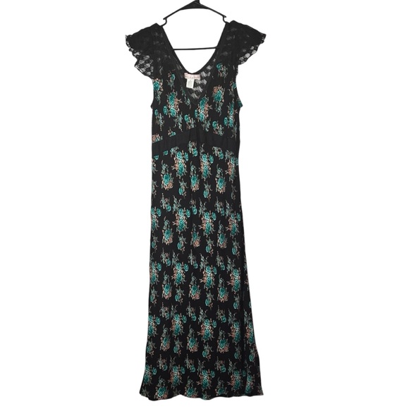 Band of Gypsies Dress SZ M BLK/Teal Lace 90s/Y2K Boho Fairy Whimsygoth Coquette - Picture 4 of 10